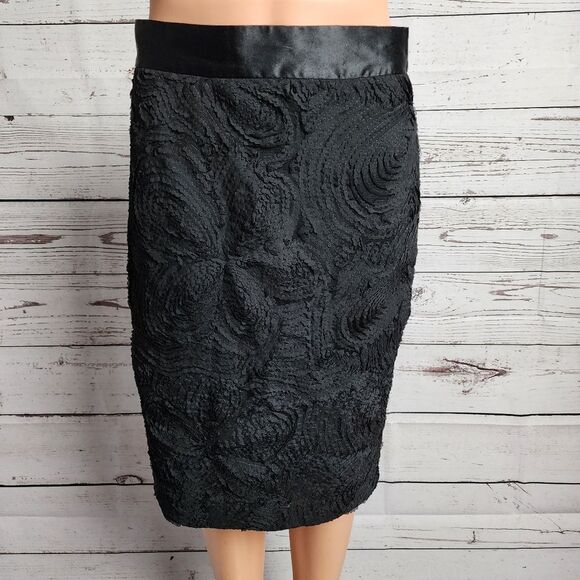 Josie Natori Textured Black Skirt 4 EUC - Picture 1 of 6